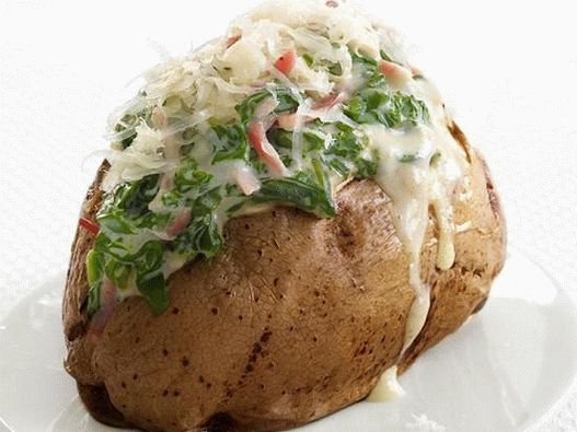 Снимка Пълнени картофи, изпечени на фурна с шунка и спанак