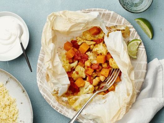 Фото зеленчуково къри с кускус