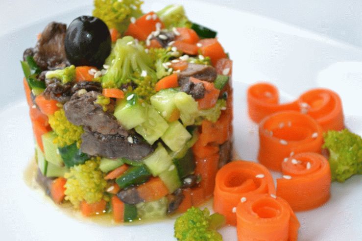 Зеленчукова салата с гъби