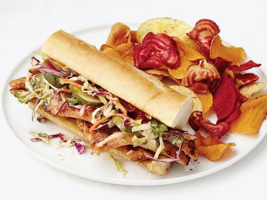 Фото сандвичи с барбекю свинско и шишко ястие със сос Hoisin