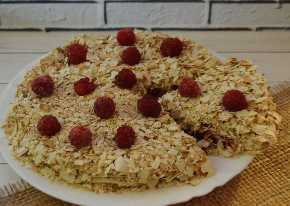 Торта с лаваш с малини